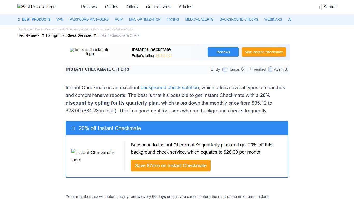 Instant Checkmate Coupons, Discounts & Promo Codes - Best Reviews